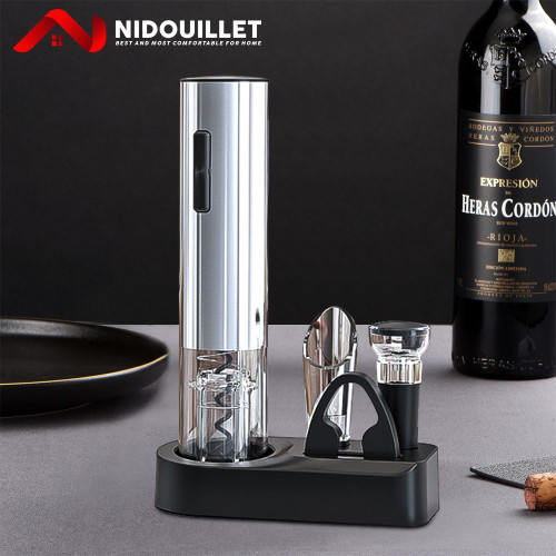 Nidouillet EH045001 電動開瓶器4件套裝 - 充電款 | 螺旋鉤精準對位 | 多用途割錫刀 | 香港行貨