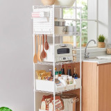 五層廚房加寬置物架 - 白色 | 50KG靜態承重 | 底腳旋轉可調