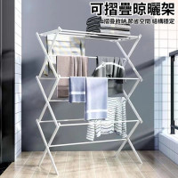 可摺疊免打孔晾曬架 - 白色 | 三角支撐 | 多層大容量 可摺疊免打孔晾曬架 - 白色 | 三角支撐 | 多層大容量