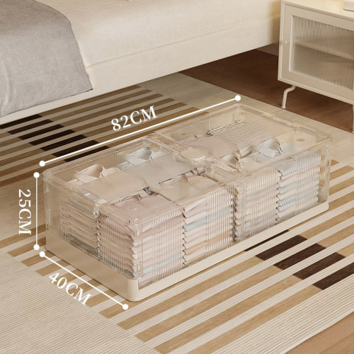 可摺疊床底收納箱 - 單個裝(82*40*25cm) | 雙重摺疊 | 雙向開蓋 | 底部帶滾輪