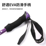 ONETWOFIT ET017302 輕量鋁合金三節直柄行山杖 - 黑色 | 雙層反光警示腕帶 | 耐用鎢錳鋼杖尖 | 香港行貨