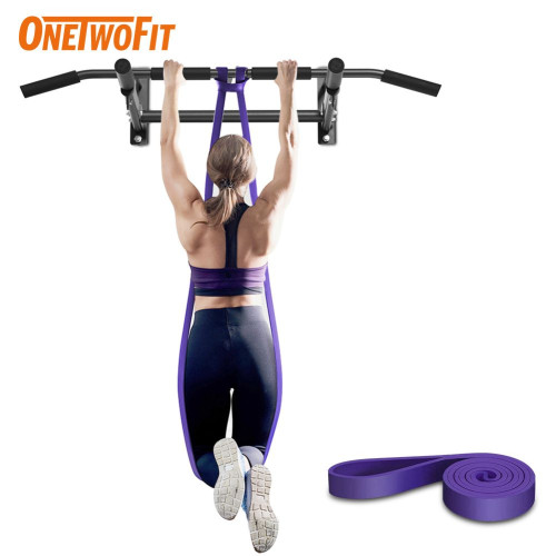 ONETWOFIT OT053103 室內引體向上拉槓 - 單槓+紫色輔助帶套裝 | 多種訓練功能 | 易於組裝拆卸 | 香港行貨