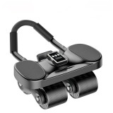 智能四輪健腹輪 - 黑色 | 自動回彈 | 帶手機支架 | 肘撐加寬