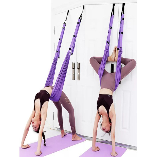 家用掛門空中瑜伽繩 - 紫色 | 可承重150kg | 長短可調節 | 配合普拉提練習