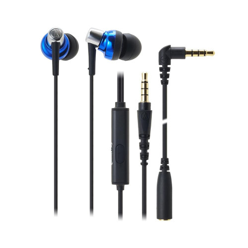 Audio-Technica ATH-CKM300iS 入耳式智能手機通話耳機 - 藍色 | 搭載黃銅製穩定器 | φ10.7mm 高性能驅動單元 | 香港行貨