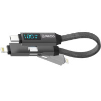 ARGO CC100 3合1 LED磁能傳輸充電短線(14.5cm) - 灰色 | 顯示實時充電狀態 | 支援反向充電 | 香港行貨