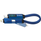 ARGO CC100 3合1 LED磁能傳輸充電短線(14.5cm) - 藍色 | 顯示實時充電狀態 | 支援反向充電 | 香港行貨