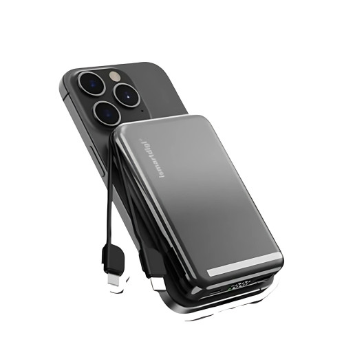 Ismartdigi TL166 10000mAh 內置線磁吸MagSafe雙色移動電源 - 黑灰色 | 可同時支援5部裝置 | PD35W快充 | 香港行貨
