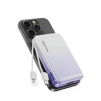Ismartdigi TL166 10000mAh 內置線磁吸MagSafe雙色移動電源 - 紫白色 | 可同時支援5部裝置 | PD35W快充 | 香港行貨