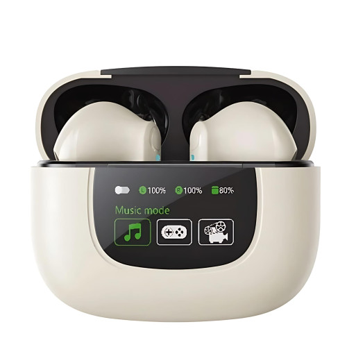 MONSTER XKT20 HIFI音質藍牙耳機 - 米白色 | LED動態智慧螢幕 | 三種模式自由切換 | 香港行貨