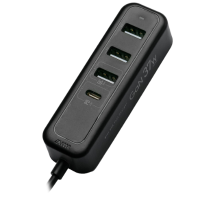 M2K『 夾充 』GaN 37W夾枱迷你快速充電器 - 黑色 | 2M線長 | 獨立輸出 PD25W, 37W總輸出 | 香港行貨