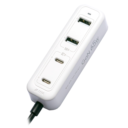 M2K『 夾充 』GaN 65W夾枱迷你快速充電器 - 白色 | 可夾可磁吸 | 多種安全保護 | 2M線長 | 香港行貨