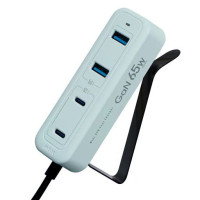 M2K『 夾充 』GaN 65W夾枱迷你快速充電器 - 綠色 | 可夾可磁吸 | 多種安全保護 | 2M線長 | 香港行貨