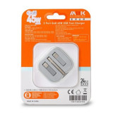 M2K『摺充』摺腳雙TYPE-C GaN45W 迷你快速充電器 - 白色 | 90°摺腳設計 | GaN充電科技 | 香港行貨