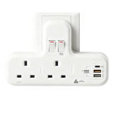 M2K PDQC 30.5w快充版T蘇 - 白色 | 防雷保護 | PD20W快充 | USB電源開關 | 香港行貨