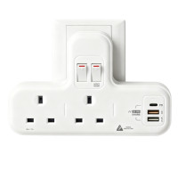 M2K PDQC 30.5w快充版T蘇 - 白色 | 防雷保護 | PD20W快充 | USB電源開關 | 香港行貨