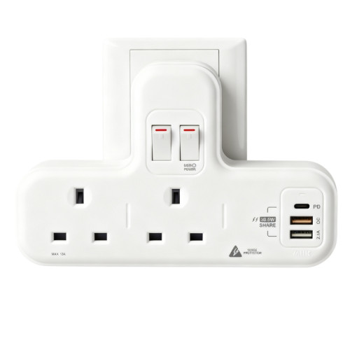 M2K PDQC 30.5w快充版T蘇 - 白色 | 防雷保護 | PD20W快充 | USB電源開關 | 香港行貨