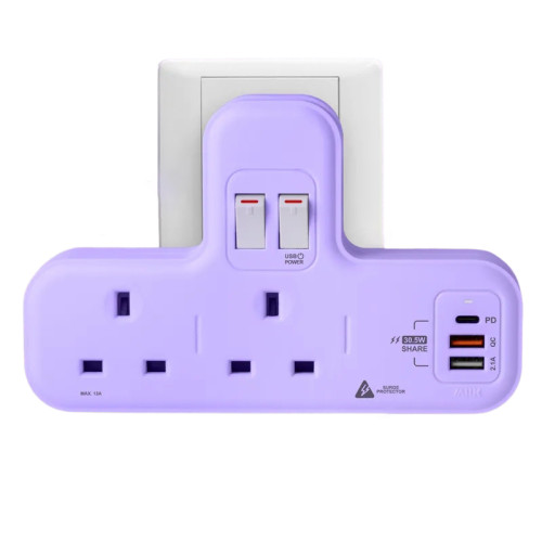 M2K PDQC 30.5w快充版T蘇 - 紫色 | 防雷保護 | PD20W快充 | USB電源開關 | 香港行貨