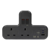 M2K GaN50.5W 快充版T蘇 - 灰色 | 防雷保護 | PD36W快充 | USB電源開關 | 香港行貨