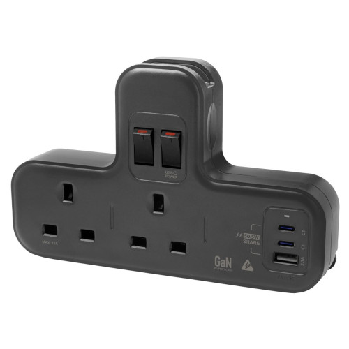 M2K GaN50.5W 快充版T蘇 - 灰色 | 防雷保護 | PD36W快充 | USB電源開關 | 香港行貨