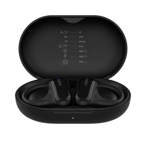 Belkin SoundForm ClearFit 開放式無線耳機 - 黑色 | ENC環境噪音消除 | 人體工學無感佩戴 | 香港行貨