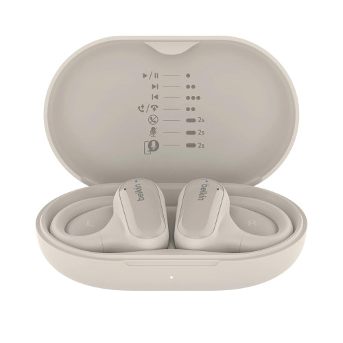 Belkin SoundForm ClearFit 開放式無線耳機 - 沙色 | ENC環境噪音消除 | 人體工學無感佩戴 | 香港行貨