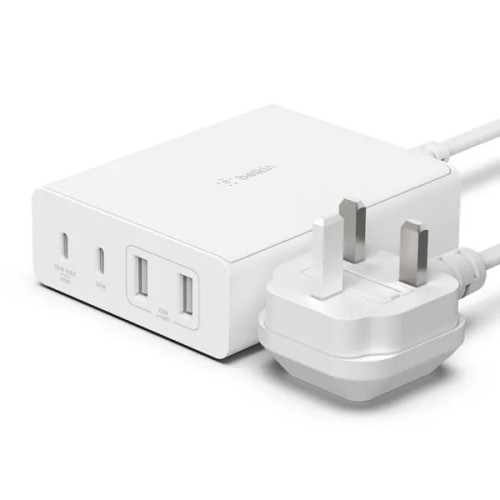 Belkin BoostCharge Pro GaN 108W 4埠快速充電器 - 白色 | 96W快充PD口 | 智能電力共享 | 香港行貨