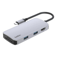 Belkin Connect USB-C 5合1 高速多媒體集線器 - 銀色 | 支援最高 4K@60Hz 超高解析度輸出 | 香港行貨