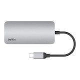 Belkin Connect USB-C 5合1 高速多媒體集線器 - 銀色 | 支援最高 4K@60Hz 超高解析度輸出 | 香港行貨
