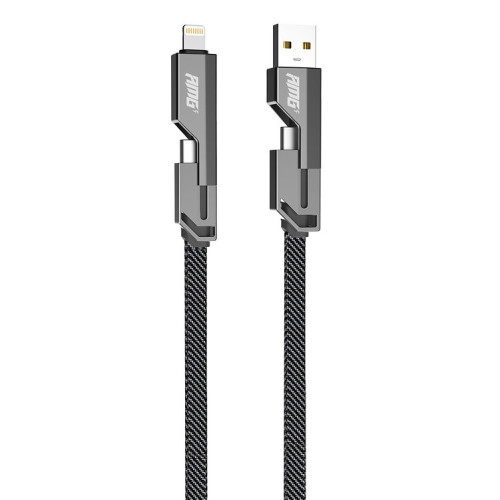 AMG-CT CT-05 60W 4 in 1鋅合金充電線 - 1.5M | 雙頭四接口 | 尼龍編織線 | 耐摔鋅合金殼體 | 香港行貨
