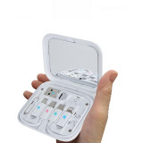 ClueBox x Sanrio 6合1 數據/充電電線套件連鏡盒 - Hangyodon | 含多種介面轉換器 | 兼具化妝鏡與手機支架功能 | 香港行貨