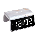 HAVIT W320 6-in-1 多功能電子時鐘 - 雲石白 | 附無線充電架功能 | RGB氣氛燈夜灯 | 床頭櫃收納 | 香港行貨