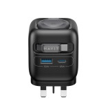 HAVIT UC252 4in1 PD65W GaN快充火牛 - 黑色 | 70cm伸縮充電線 | 配有智能手錶無線充電板 | 香港行貨