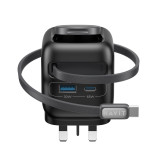 HAVIT UC252 4in1 PD65W GaN快充火牛 - 黑色 | 70cm伸縮充電線 | 配有智能手錶無線充電板 | 香港行貨