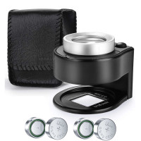 60倍雙光源鑑定照布放大鏡(黑色) - 電池款 | 3個純白LED燈+3個UV驗鈔燈 | 底部帶刻度 | 螺絲穩固連接