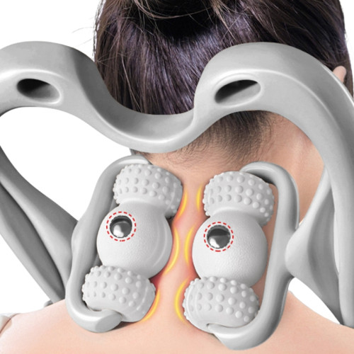 6球滾輪磁珠頸部按摩器 - 灰色 | 仿拇指真人揉捏｜磁珠穴位刺激｜貼合頸部｜便攜放鬆肩頸