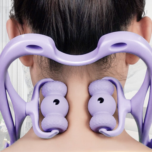 6球滾輪磁珠頸部按摩器 - 紫色 | 仿拇指真人揉捏｜磁珠穴位刺激｜貼合頸部｜便攜放鬆肩頸