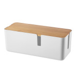 排插數據線充電器專用理線收納盒 - 白色 | 桌面整潔收納 | 防塵防灰 | 兩側理線扣 | 頂部可置物