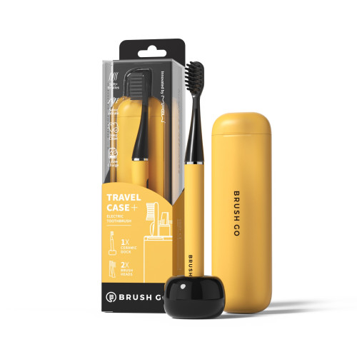 MIPOW BrushGo SlimPro i4 超薄電動牙刷 - 黃色 | 三種刷牙模式 | 全球最薄！ | 精緻旅行收納盒 | 香港行貨