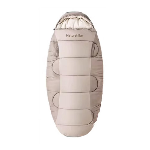 Naturehike CNK2350WS026 加厚防寒蛋形睡袋 - PS400LITE-棕色 | 雙層更保暖 | 雙層錯位絎縫 | U型連帽設計