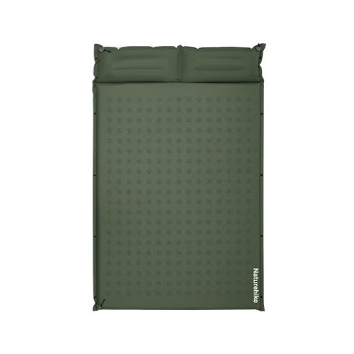 Naturehike D系列 自動充氣睡眠墊(CNK2550WS025) - 雙人款-200*130*3cm-軍綠色(附枕頭) | 無限拼接 | 一卷即收納 | 獨立氣腔枕