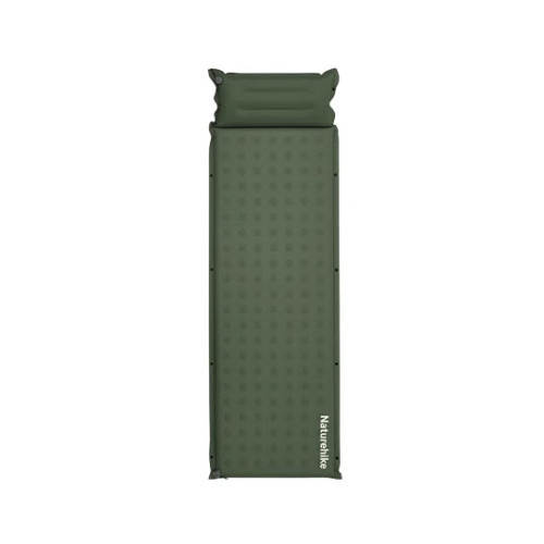 Naturehike D系列 自動充氣睡眠墊(CNK2550WS025) - 單人款-200*65*6cm-軍綠色(附枕頭) | 無限拼接 | 一卷即收納 | 獨立氣腔枕