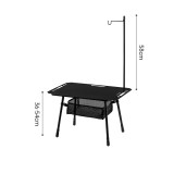 NatureHike Simple star H02 便攜式露營折疊桌 (CNK2450JJ025) - 小號-黑色 | 兩用燈架 | 置物網兜 | 無級調節