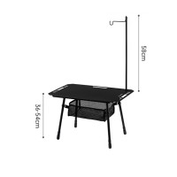 NatureHike Simple star H02 便攜式露營折疊桌 (CNK2450JJ025) - 小號-黑色 | 兩用燈架 | 置物網兜 | 無級調節