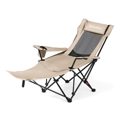 NatureHike Nightfall T05 休閒露營躺椅 (CNK2550JJ023) - 卡其色 | 多功能頭枕 | 三檔角度任調 | 多點支撐