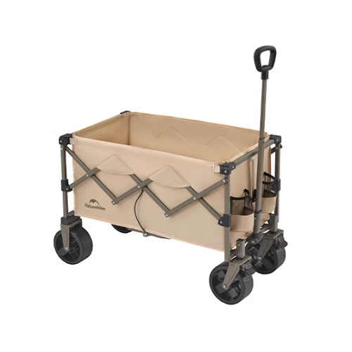 Naturehike 輕盈 · 折疊露營車 (CNK2350JJ012) - 亞麻棕-100L | 一鍵伸縮手柄 | 堆叠容量大 | 前輪雙煞設計