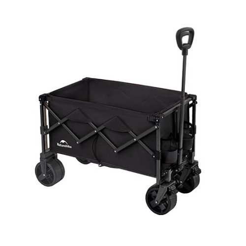 Naturehike 輕盈 · 折疊露營車 (CNK2350JJ012) - 墨黑色-100L | 一鍵伸縮手柄 | 堆叠容量大 | 前輪雙煞設計