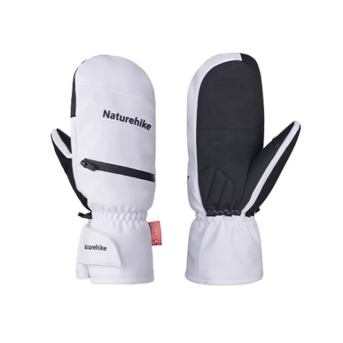 Naturehike 並指滑雪保暖手套(CNK2550FS013) - 白色-M碼 | 杜邦棉保暖層 | 功能分區結構 | 耐磨PVC防滑