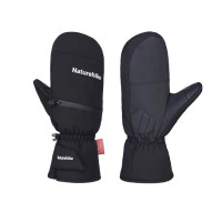 Naturehike 並指滑雪保暖手套(CNK2550FS013) - 黑色-L碼 | 杜邦棉保暖層 | 功能分區結構 | 耐磨PVC防滑