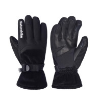 Naturehike 羊皮滑雪保暖手套(CNK2550FS012) - 黑色-L碼 | 手掌小羊皮材質 | 指尖導電可觸屏 | 防潑水